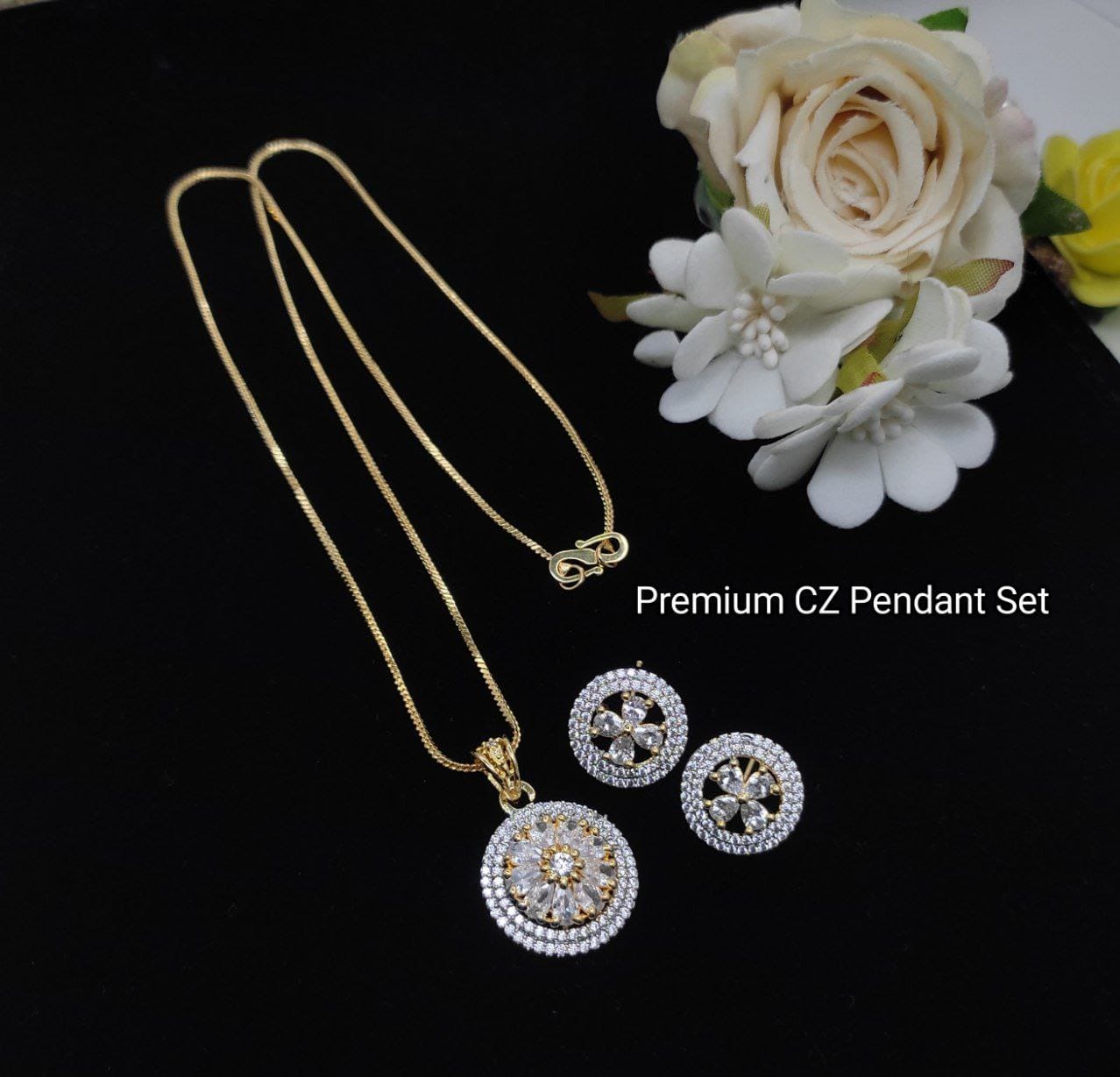 Dual Tone Plated CZ Pendant Set | Elegant & Stylish Jewelry