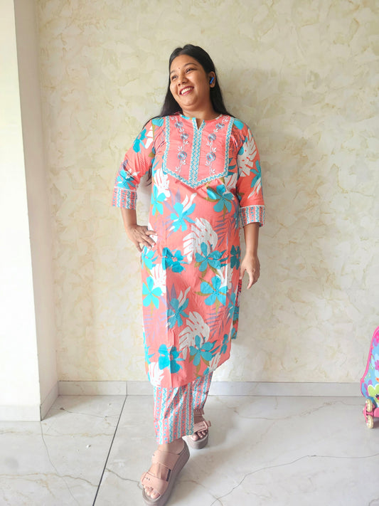 Pure Cotton Printed 3-Piece Suit