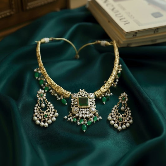 AD Stone Fitting Gold Replica Necklace Set