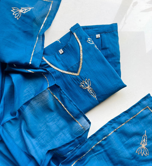 Elegant Mul Chanderi Dress | Handcrafted Detailing