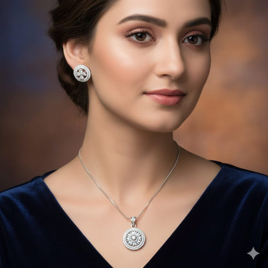 Dual Tone Plated CZ Pendant Set | Elegant & Stylish Jewelry