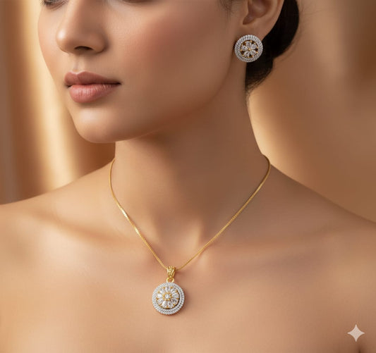 Dual Tone Plated CZ Pendant Set | Elegant & Stylish Jewelry