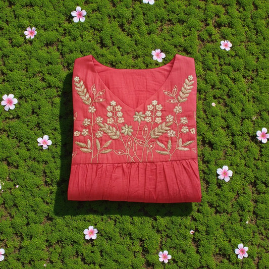 Elegant Mul Chanderi Dress - Lightweight & Comfortable