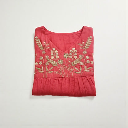 Elegant Mul Chanderi Dress - Lightweight & Comfortable