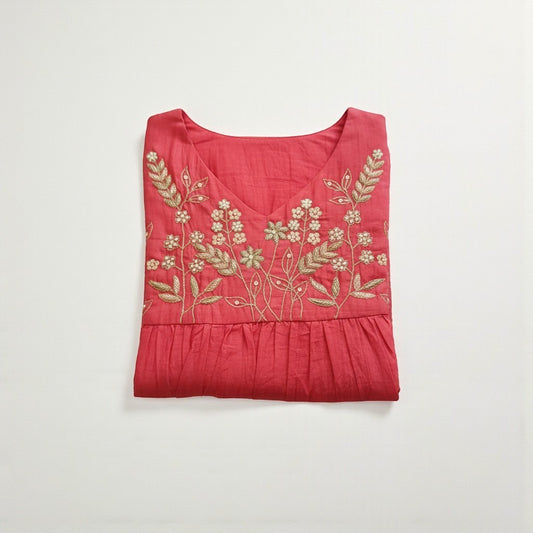 Elegant Mul Chanderi Dress - Lightweight & Comfortable