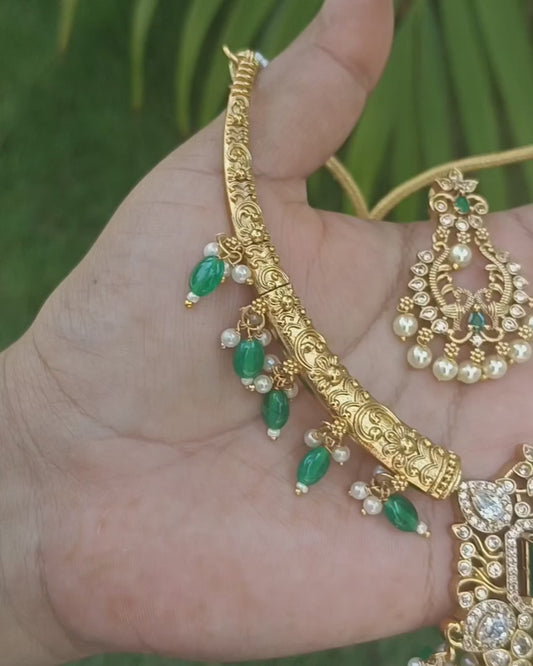 AD Stone Fitting Gold Replica Necklace Set