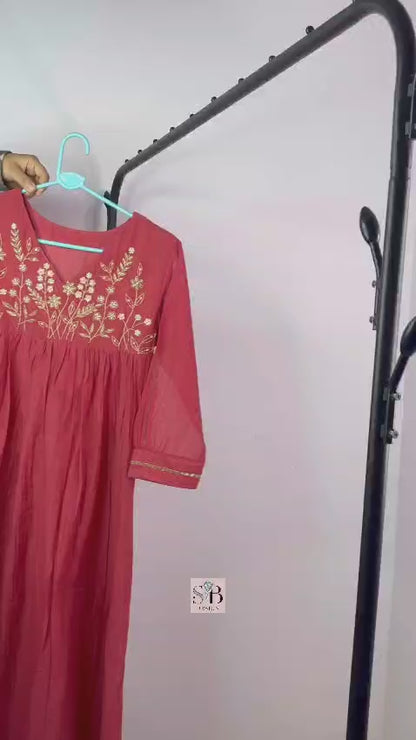 Elegant Mul Chanderi Dress - Lightweight & Comfortable
